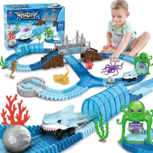 Track Toys Shark Race Car Bendable Flexible Racetrack Cars