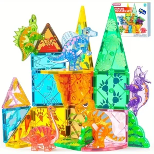 50Pcs Magnetic Building Tiles Dinosaur Set